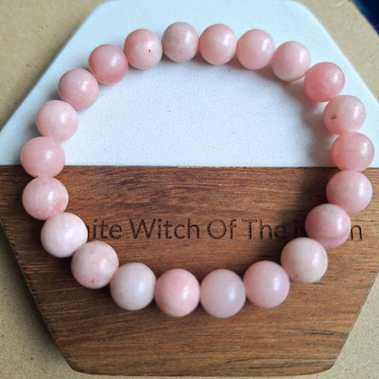 pink opal bracelet crystal healing natural stone heart chakra gift for her gemstone stretchy stacking handmade jewellery