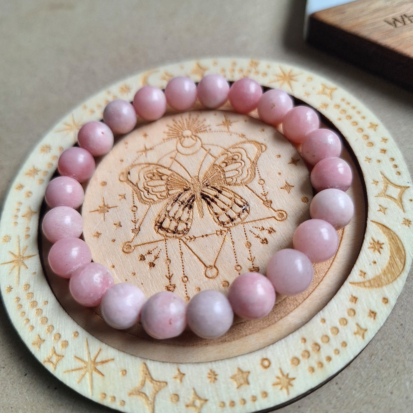 pink opal bracelet crystal healing natural stone heart chakra gift for her gemstone stretchy stacking handmade jewellery