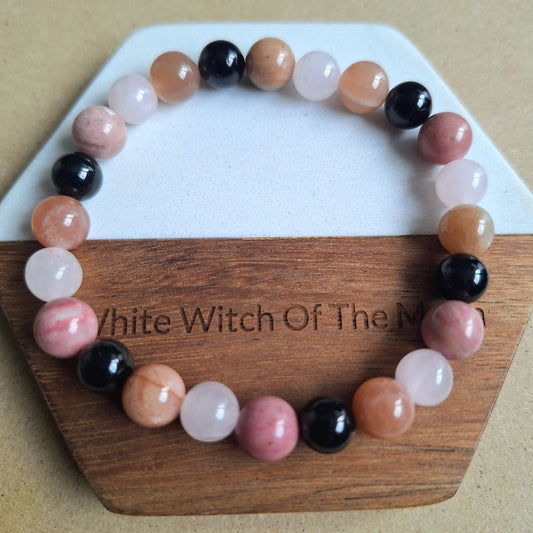 Self love bracelet crystal healing jewellery for women gift for him or her rose quartz rhodonite tourmaline moonstone