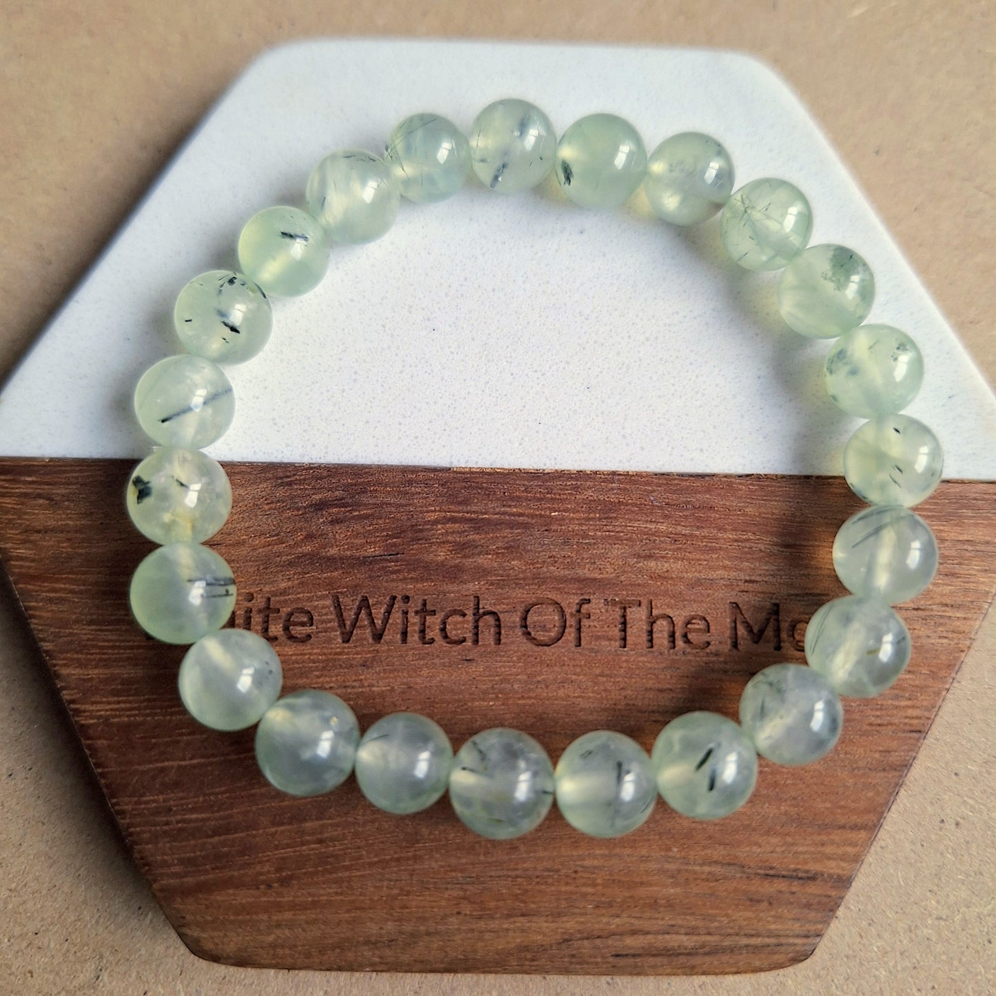prehnite bracelet gift for him or her crystal healing natural stone heart chakra Stretchy stacking jewellery