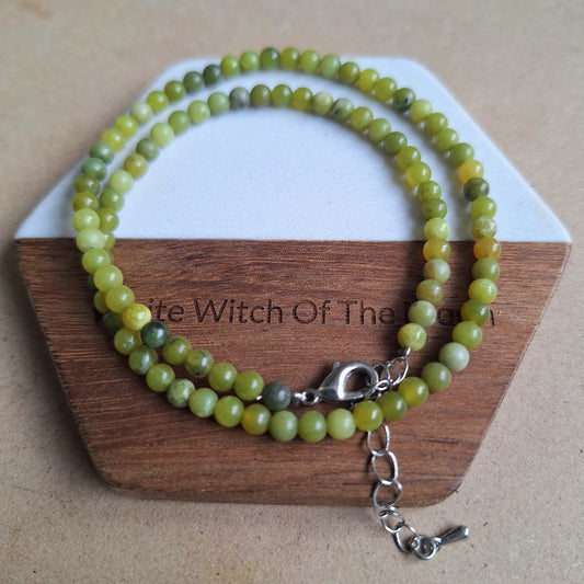 New Jade (Serpentine) Beaded Choker Necklace