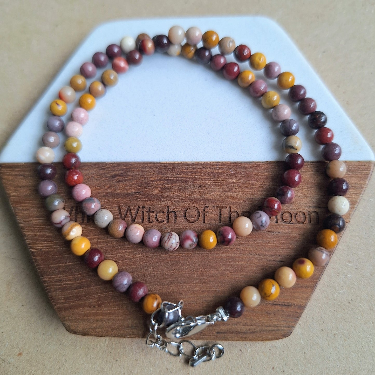 Mookaite choker 4mm round beads adjustable