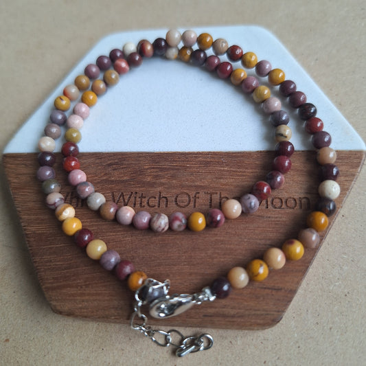 Mookaite choker 4mm round beads adjustable