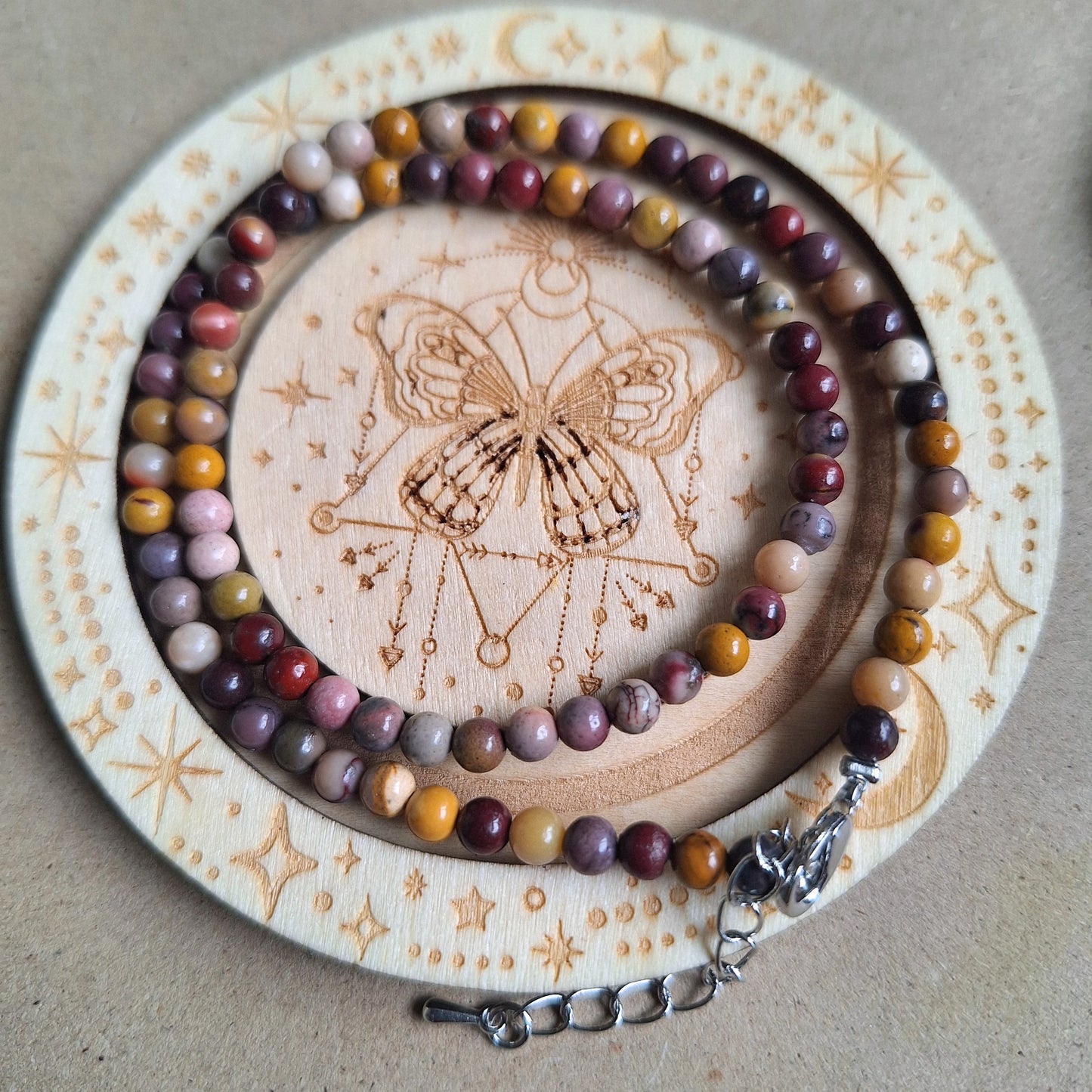 Mookaite choker 4mm round beads adjustable