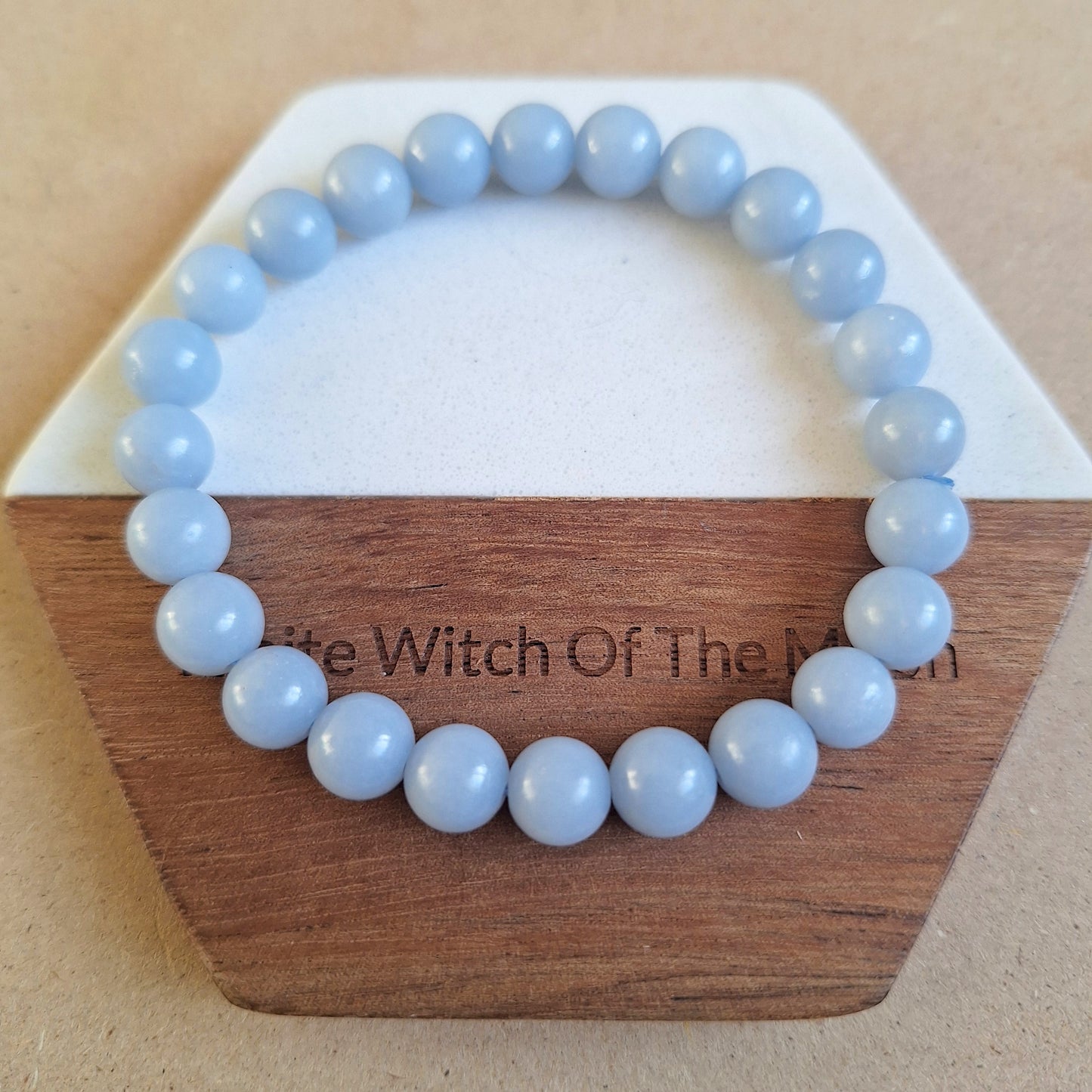 Angelite bracelet Crystal healing natural Stone stretch stacking jewellery for women or men throat chakra jewelry