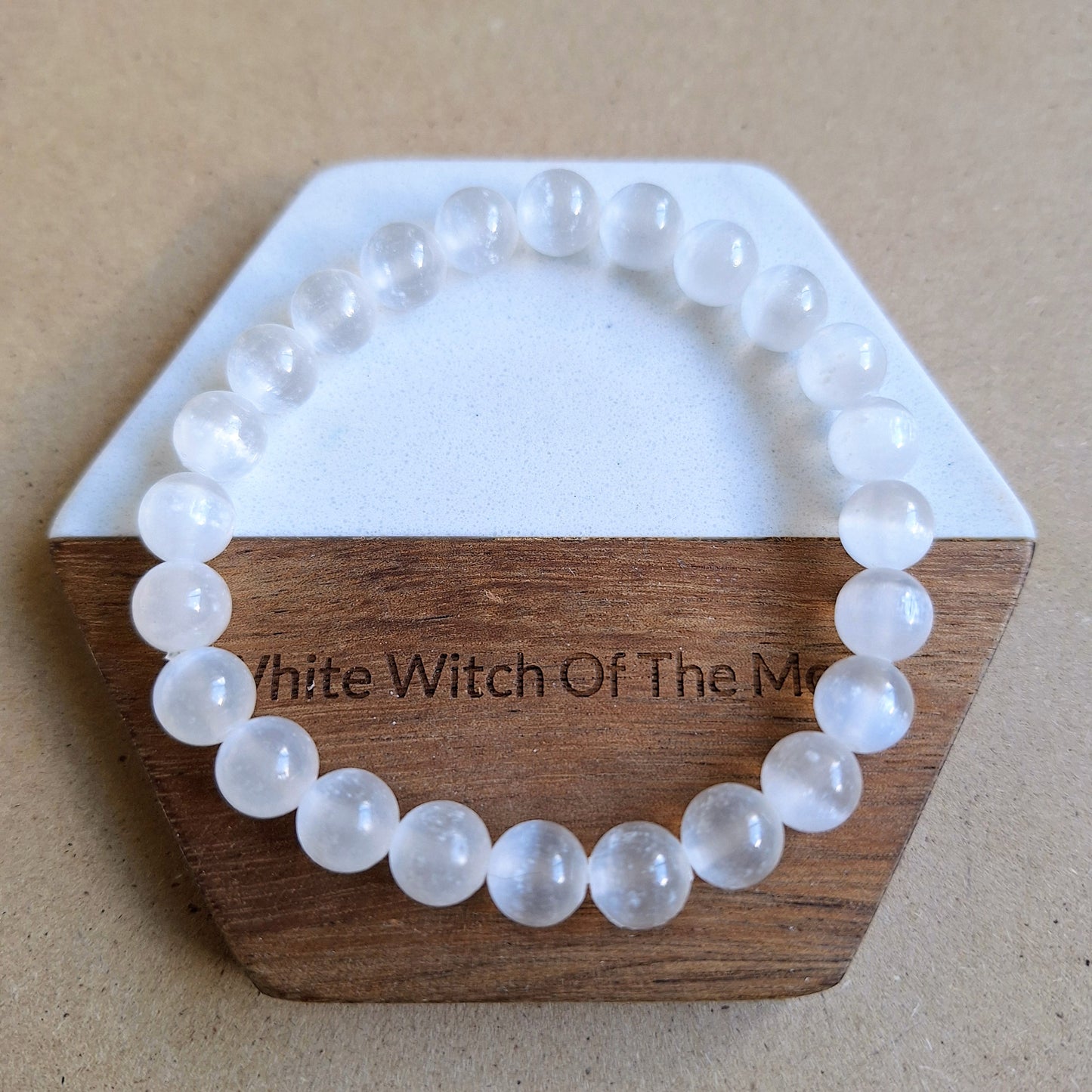 Selenite bracelet crystal healing natural stone stretch stacking bracelet
