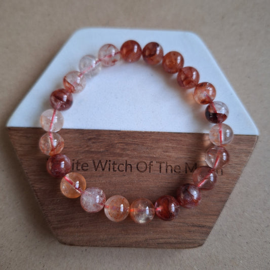Fire quartz hematoid bracelet crystal healing stretchy stacking jewellery for men or women sacral chakra
