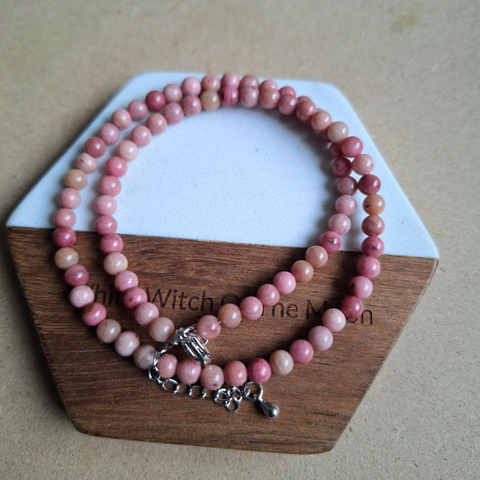 Rhodochrosite 4mm bead choker heart chakra crystal healing jewellery