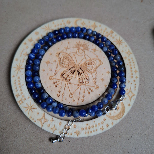 Lapis Lazuli 4mm bead choker 15-17" adjustable third eye chakra