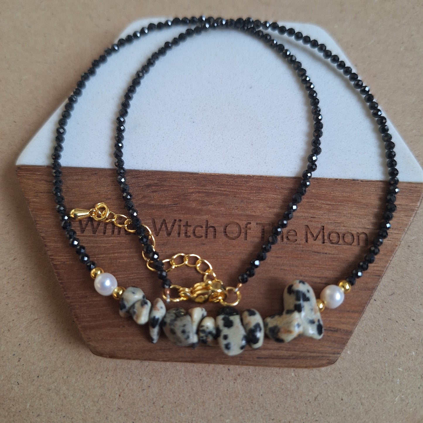 Black Tourmaline and Dalmation Jasper Choker Necklace