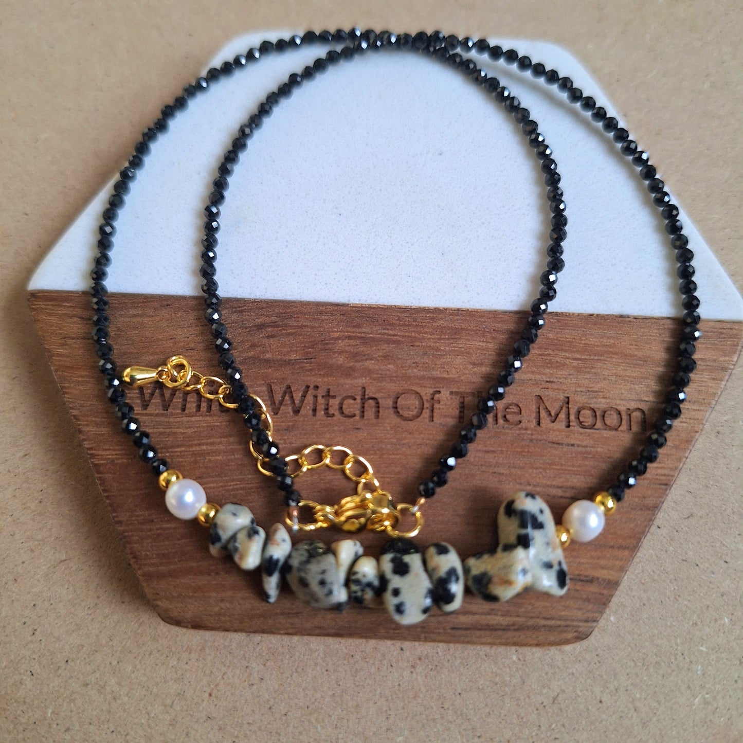 Black Tourmaline and Dalmation Jasper Choker Necklace