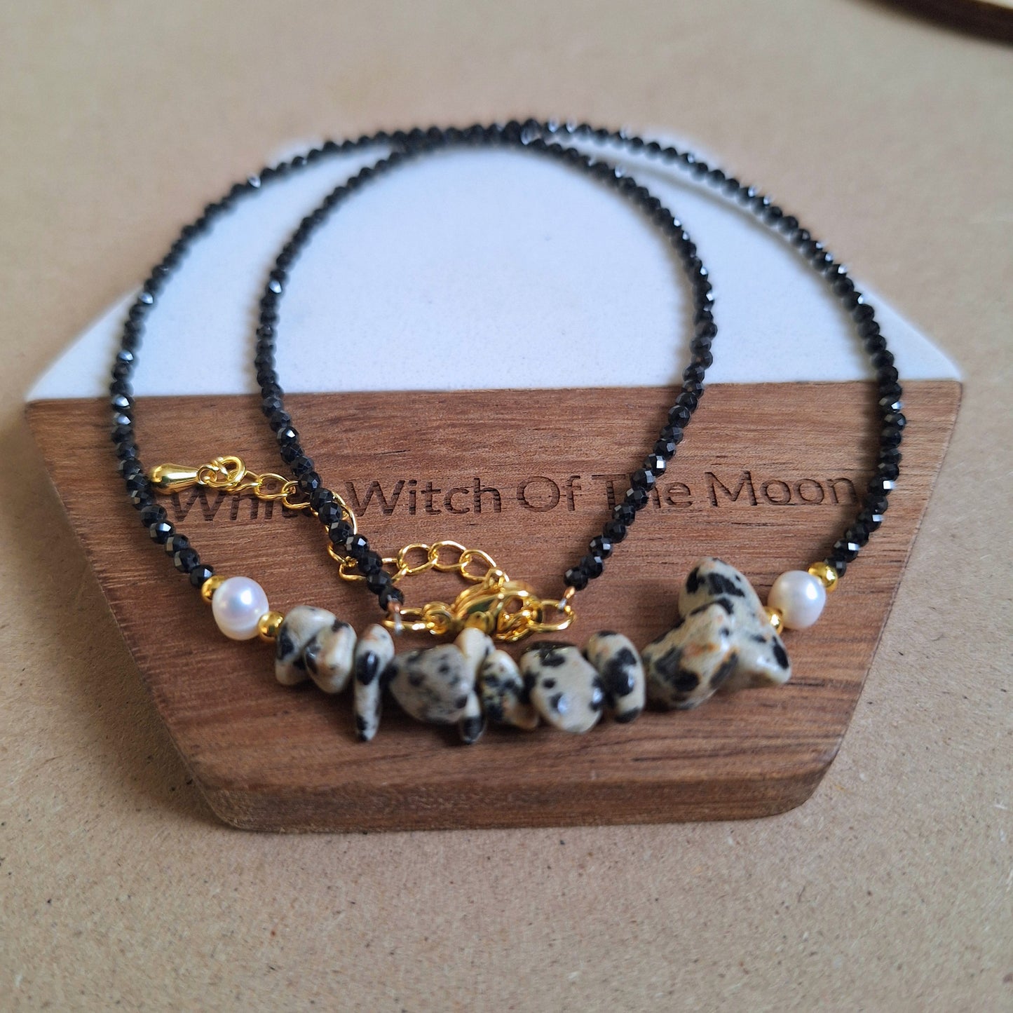 Black Tourmaline and Dalmation Jasper Choker Necklace