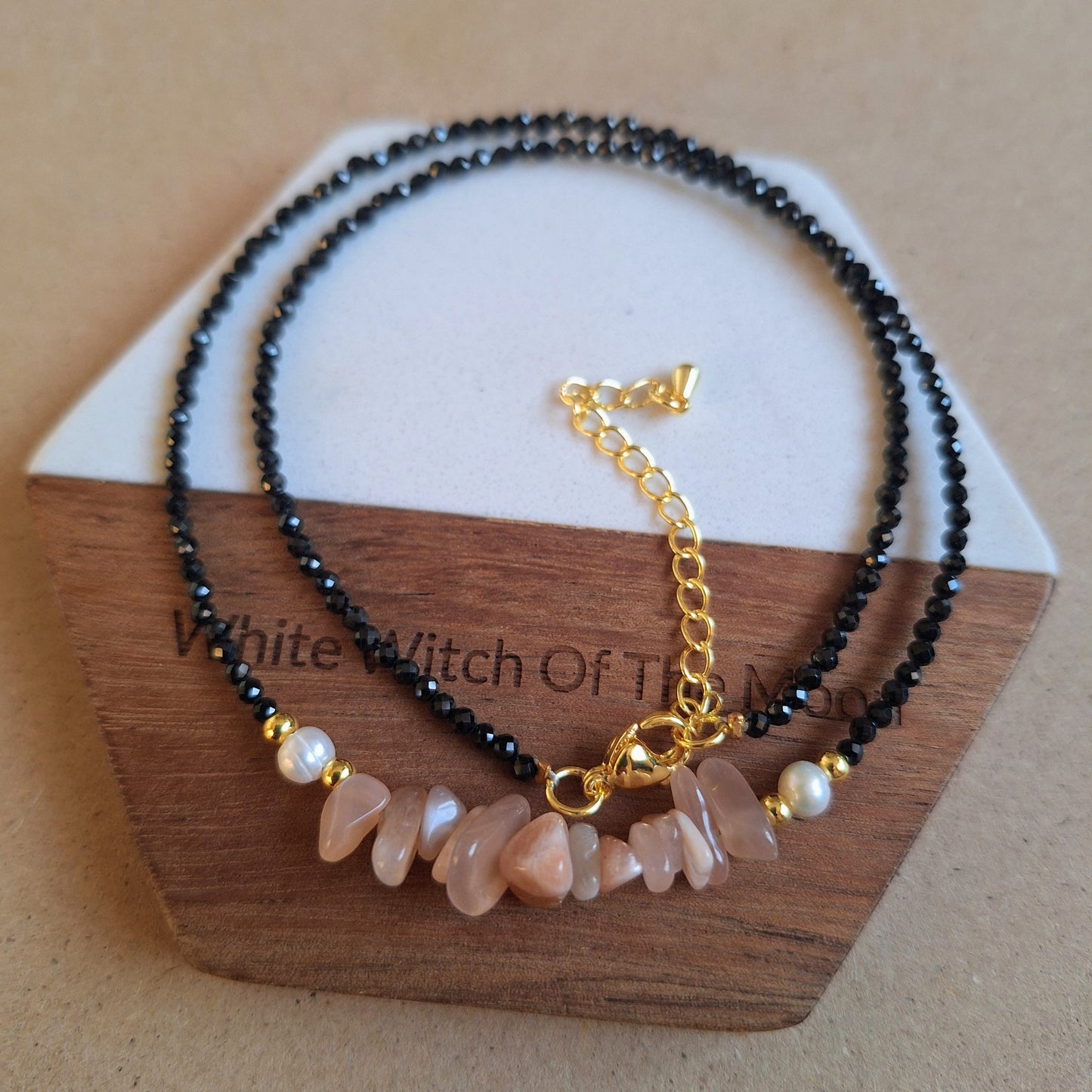 Black Tourmaline and Sunstone Choker Necklace
