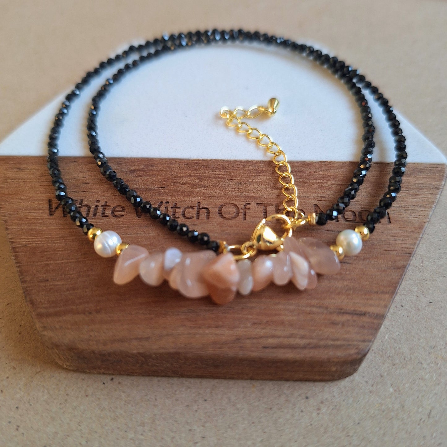 Black Tourmaline and Sunstone Choker Necklace