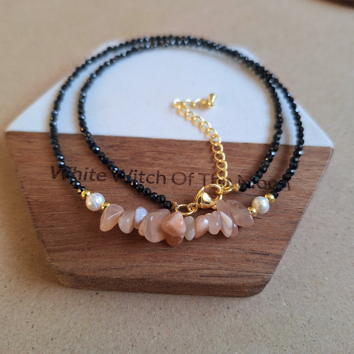 Black Tourmaline and Sunstone Choker Necklace