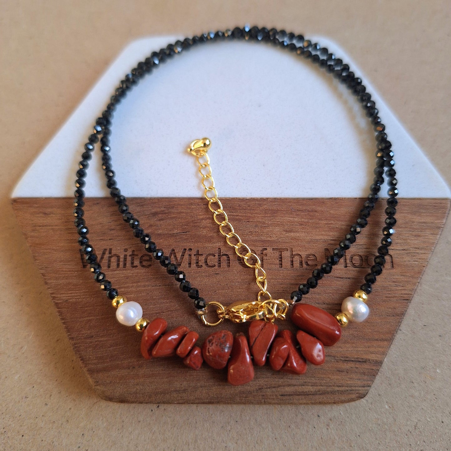 Black Tourmaline and Red Jasper Choker Necklace