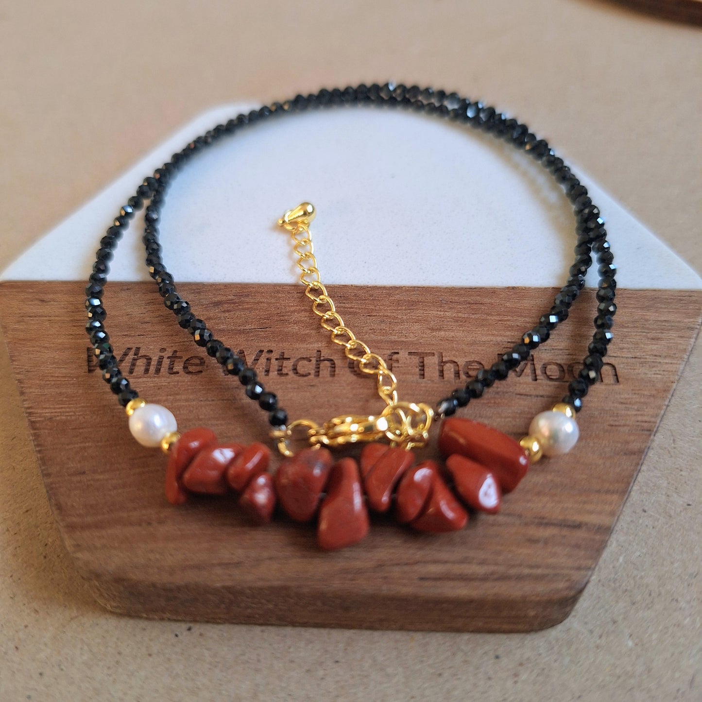 Black Tourmaline and Red Jasper Choker Necklace