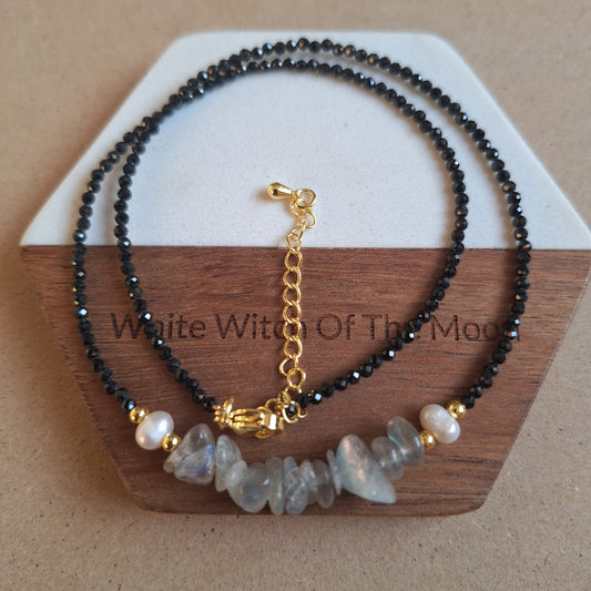 Black Tourmaline and Labradorite Choker Necklace