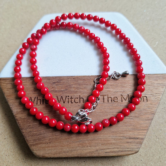 Red Coral Beaded Choker Necklace