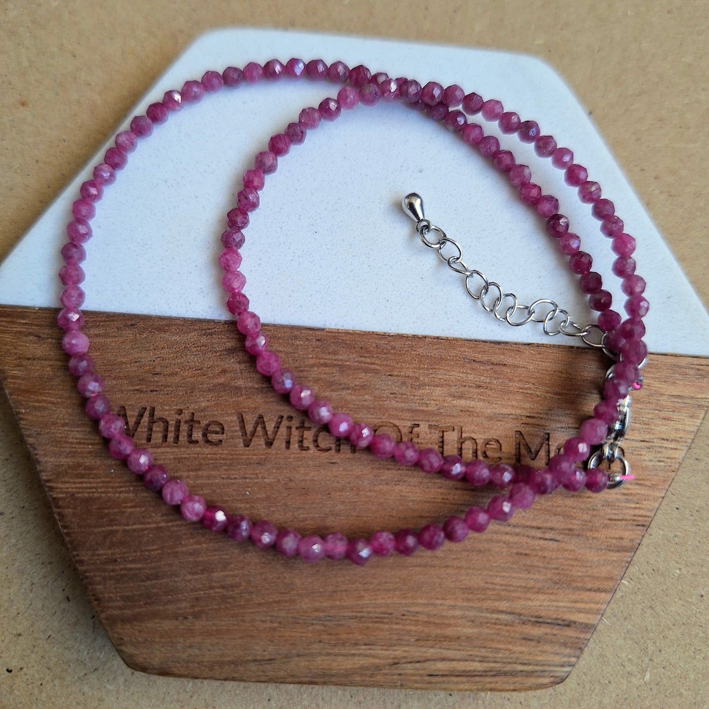 Ruby Choker 3mm faceted bead heart chakra