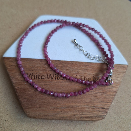 Ruby Choker 3mm faceted bead heart chakra