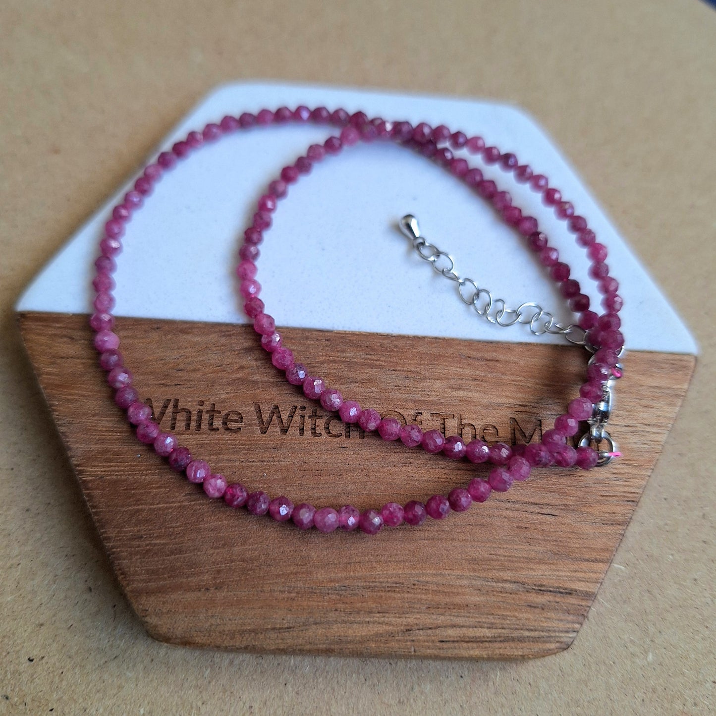 Ruby Choker 3mm faceted bead heart chakra