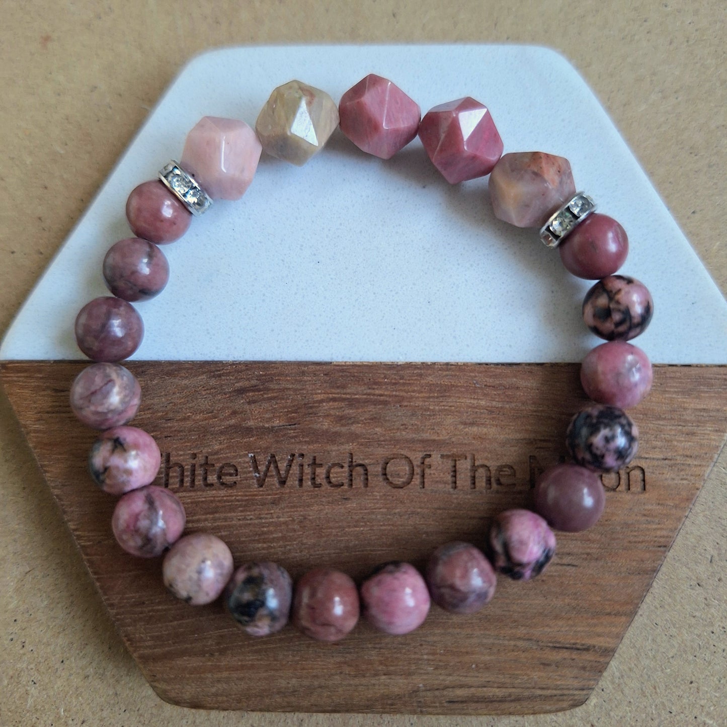 Rhodonite and rhodochrosite bracelet Crystal healing natural stone gift for her