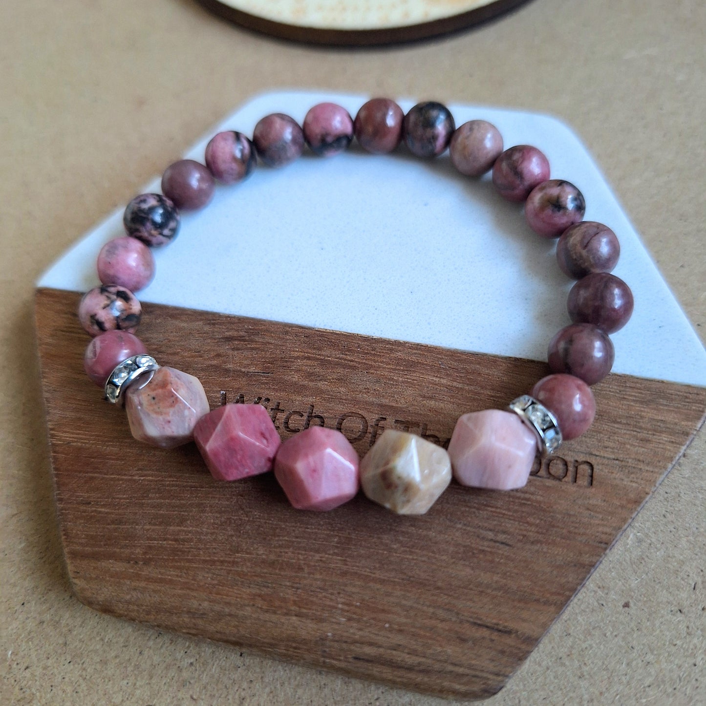 Rhodonite and rhodochrosite bracelet Crystal healing natural stone gift for her