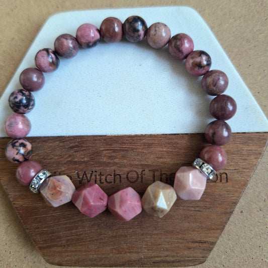 Rhodonite and rhodochrosite bracelet Crystal healing natural stone gift for her