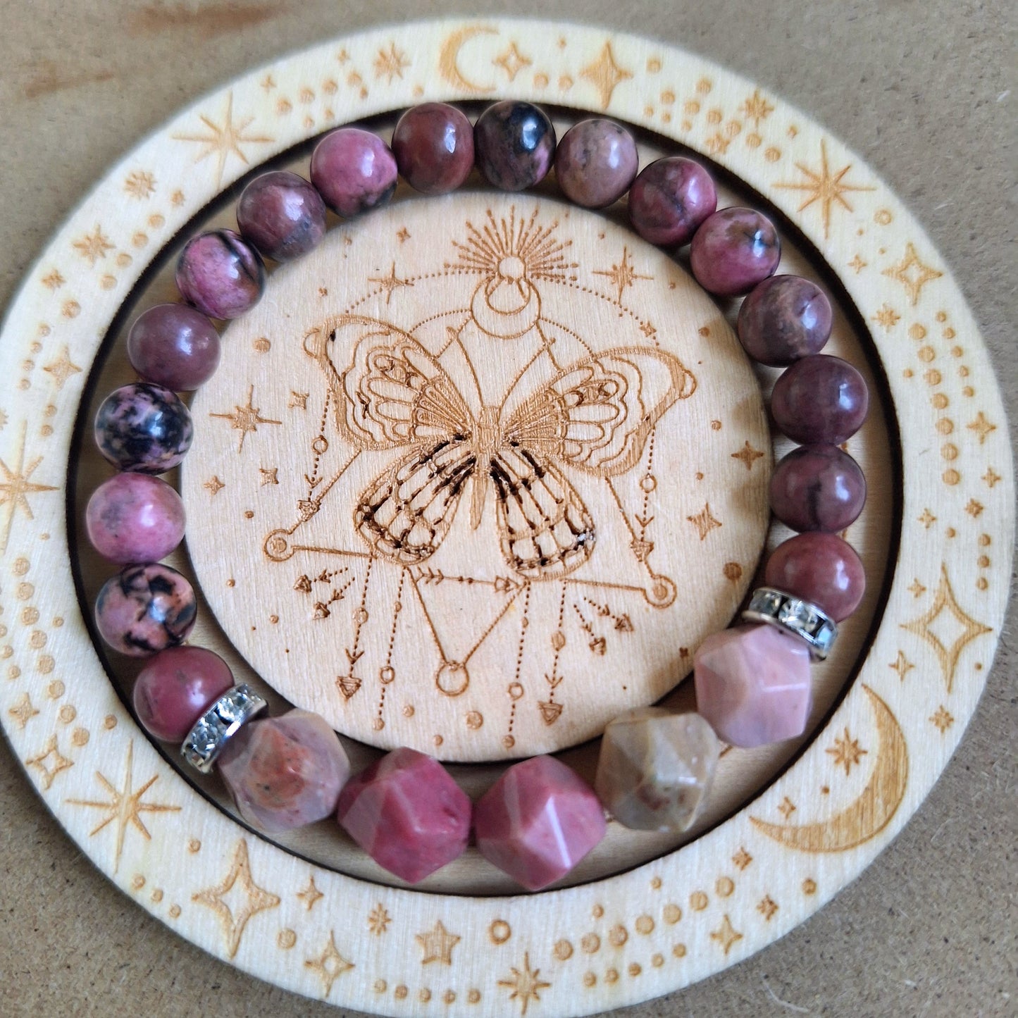 Rhodonite and rhodochrosite bracelet Crystal healing natural stone gift for her