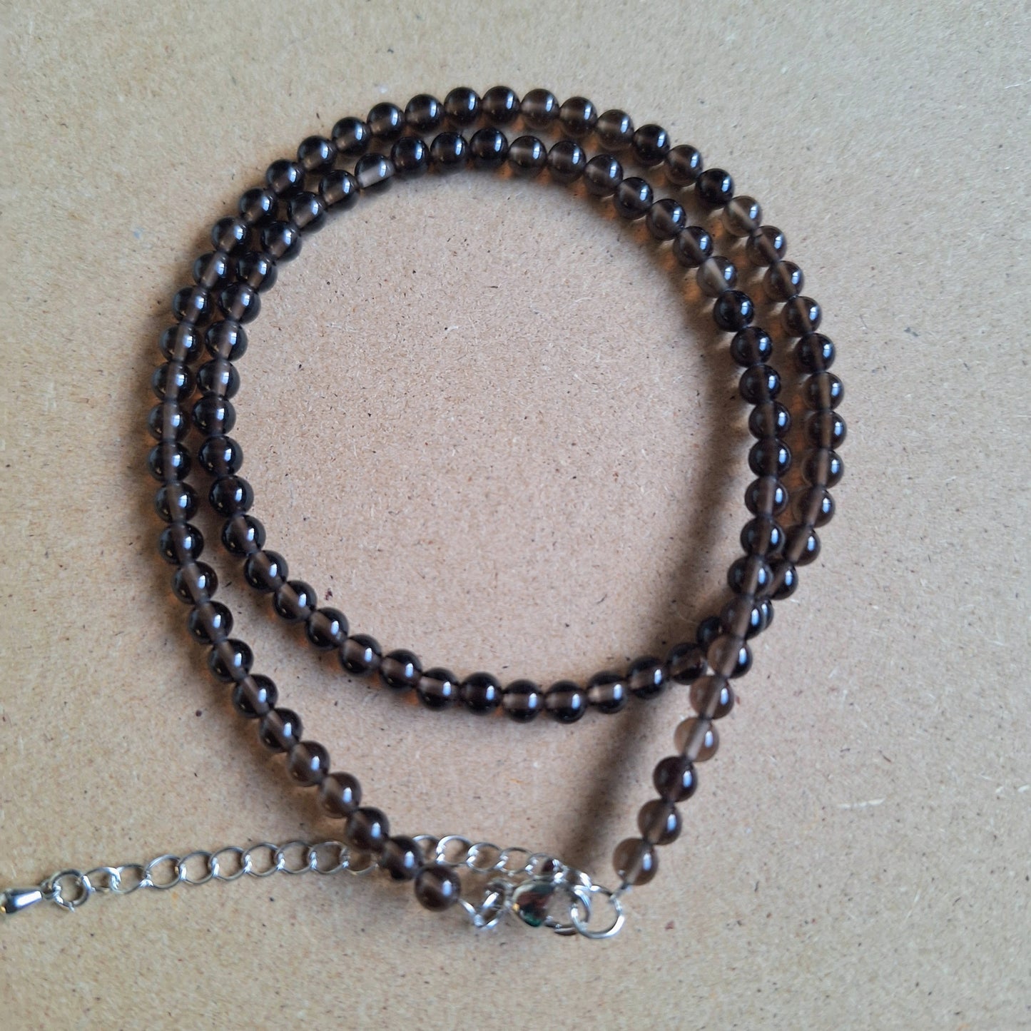 Smoky Quartz Choker Necklace or Bracelet – Minimalist Crystal Healing Jewellery – Natural Stone Beads 4mm