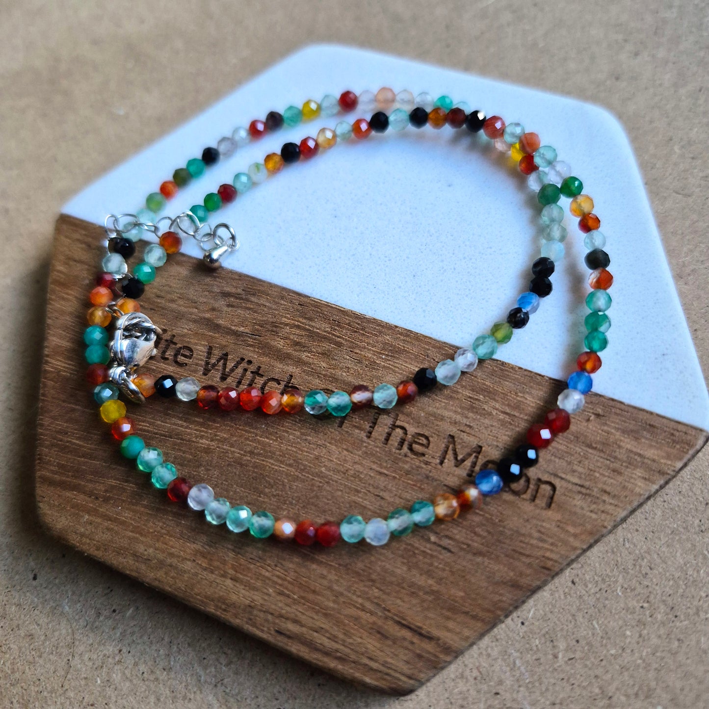 Mixed agate 3mm faceted bead choker