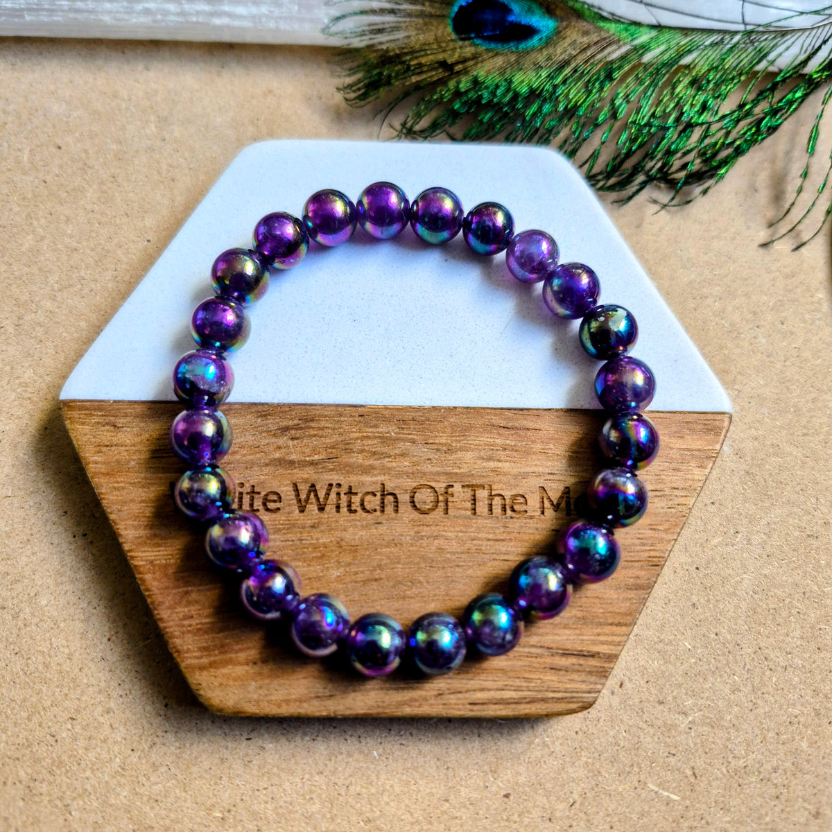 Aura amethyst 8mm bead bracelet