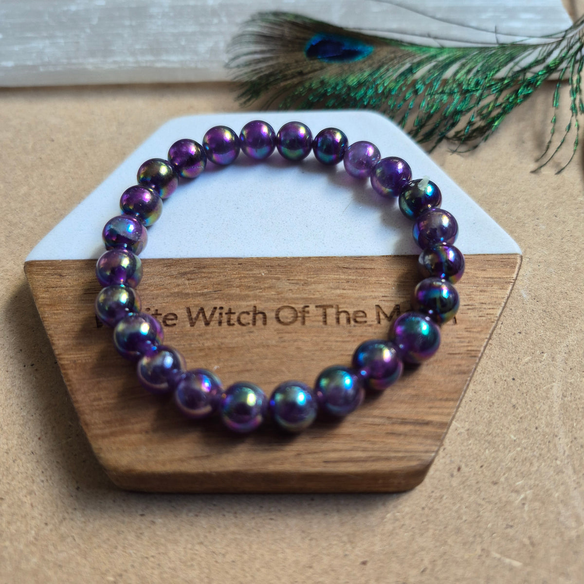Aura amethyst 8mm bead bracelet
