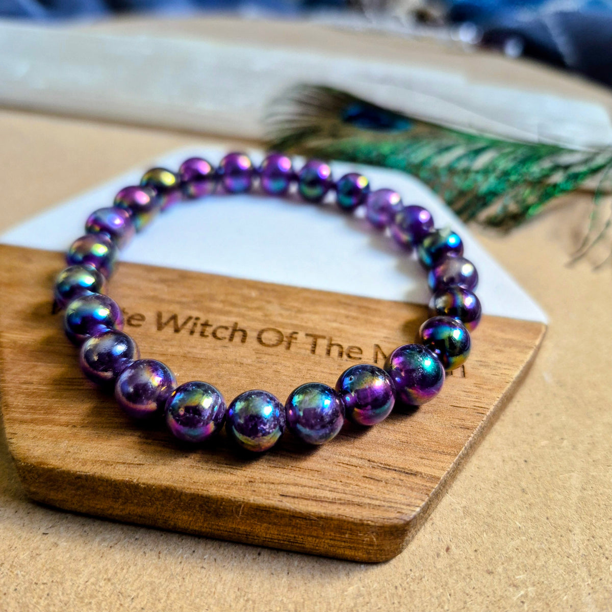 Aura amethyst 8mm bead bracelet