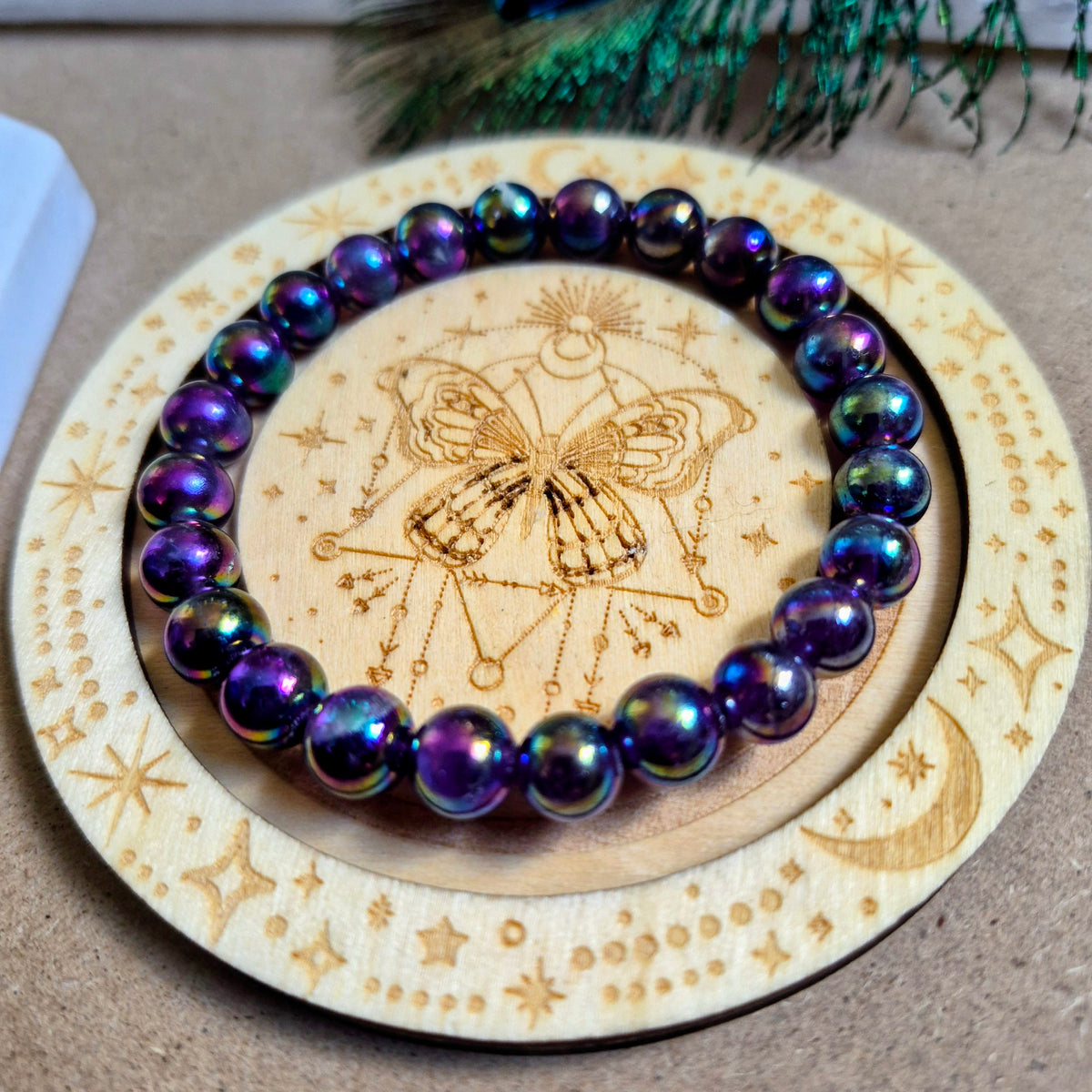Aura amethyst 8mm bead bracelet