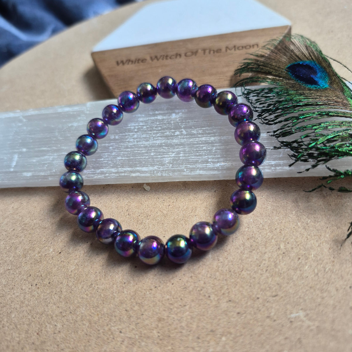 Aura amethyst 8mm bead bracelet