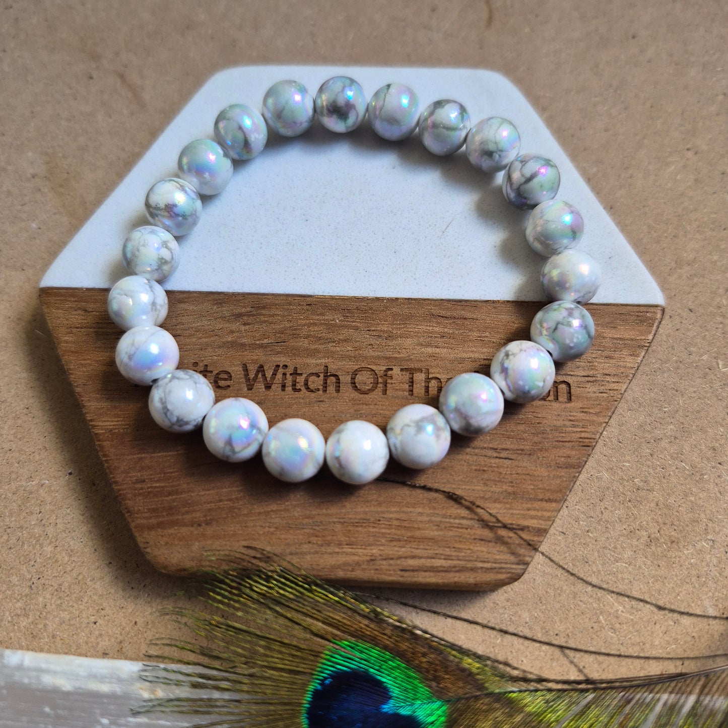Aura howlite 8mm bead bracelet