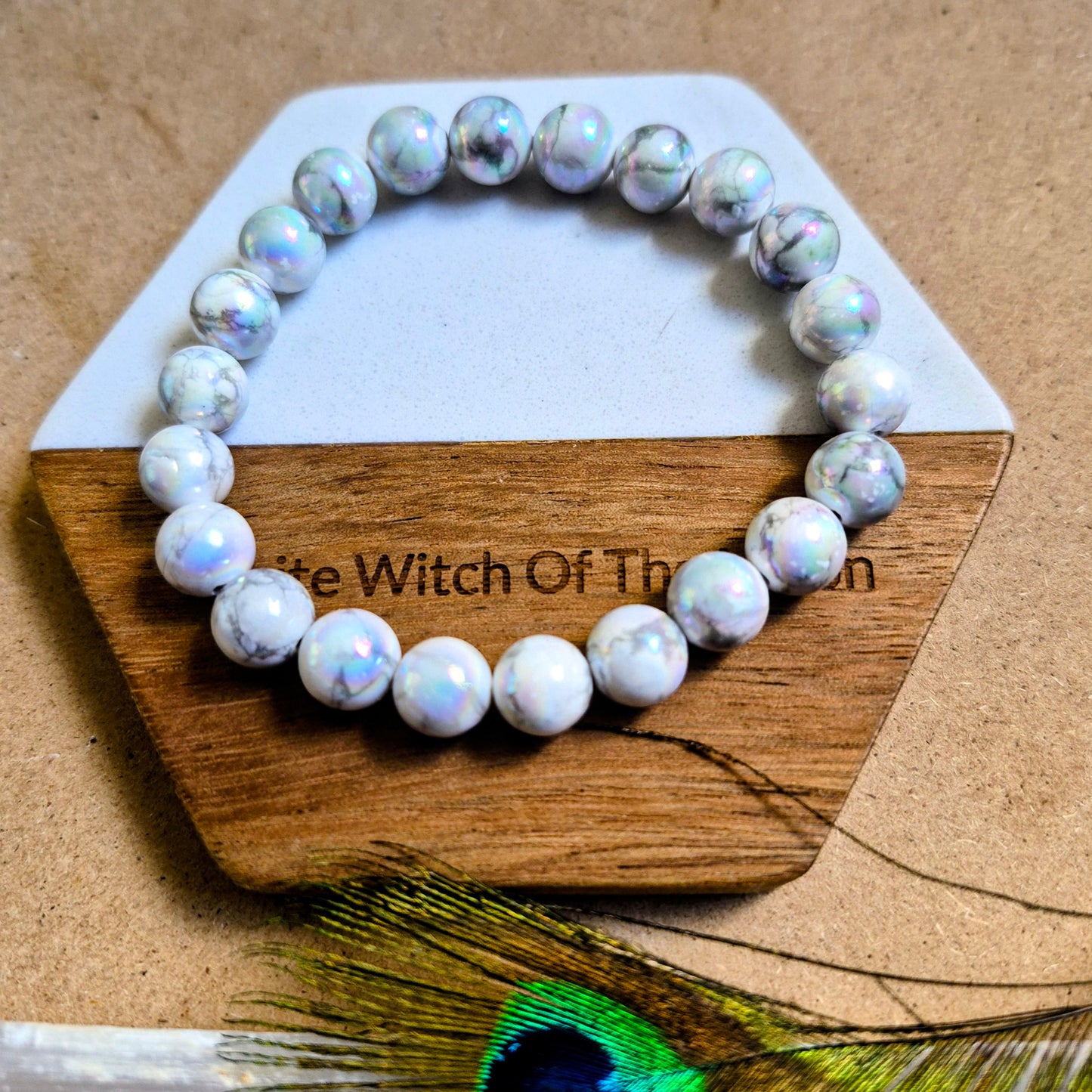 Aura howlite 8mm bead bracelet