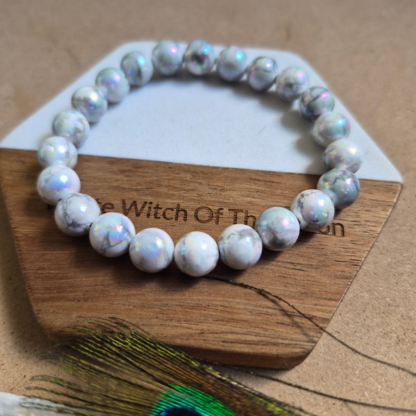 Aura howlite 8mm bead bracelet