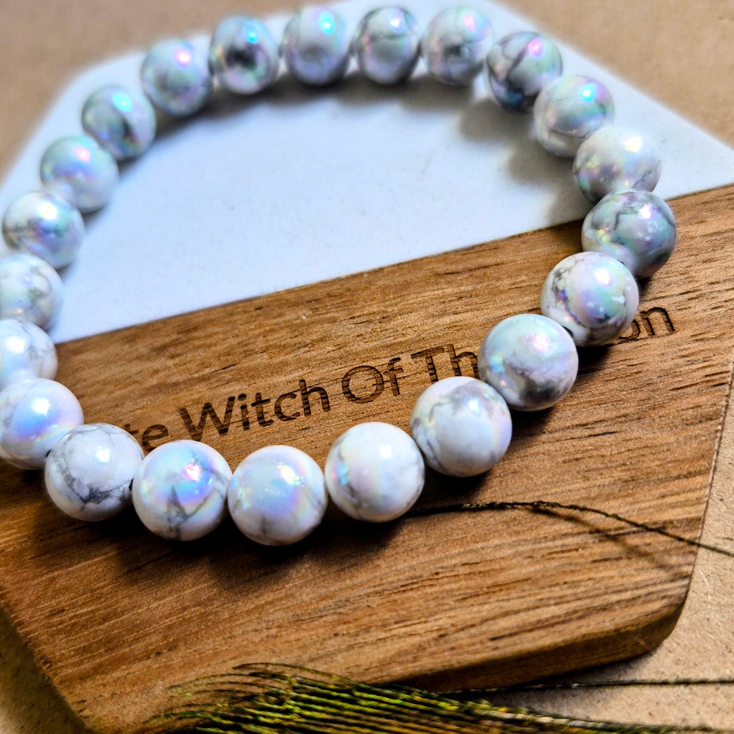 Aura howlite 8mm bead bracelet