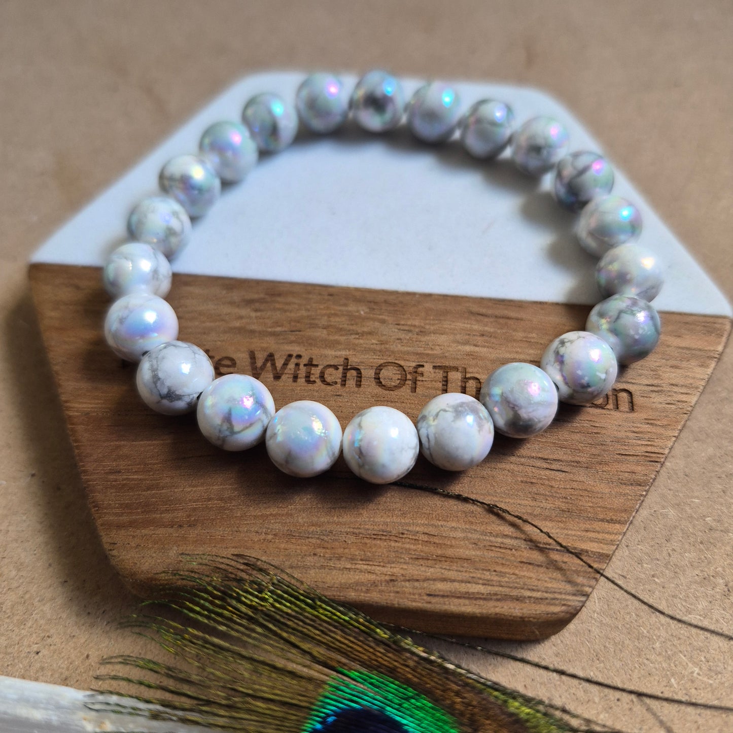 Aura howlite 8mm bead bracelet