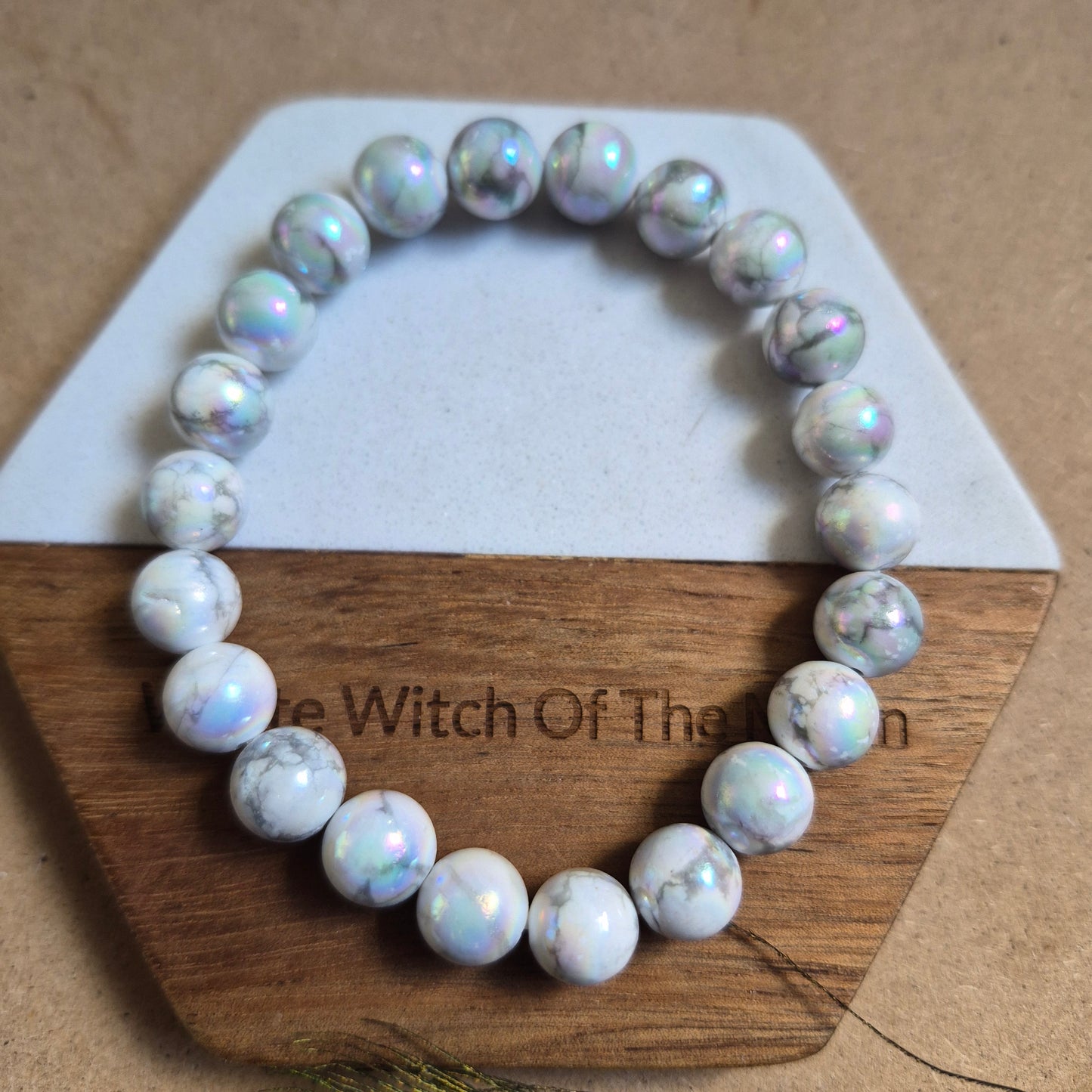 Aura howlite 8mm bead bracelet