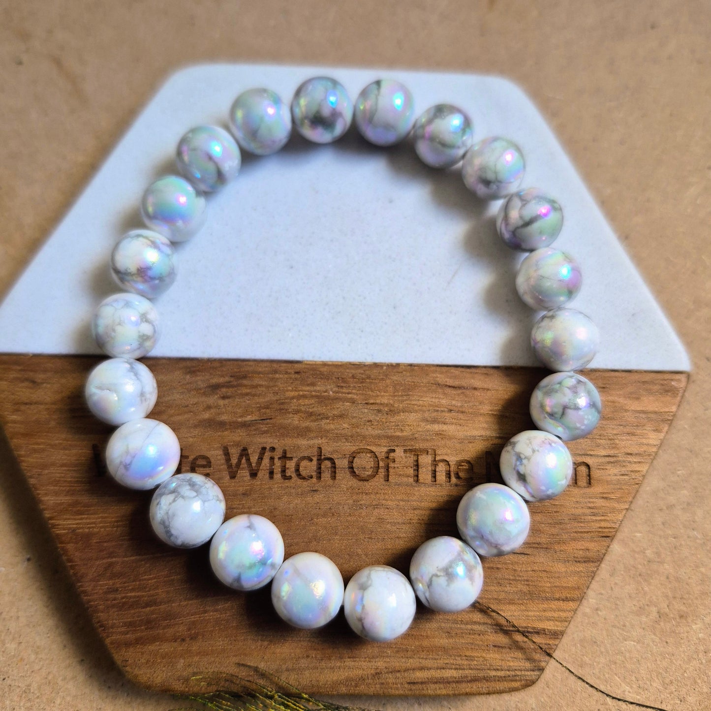 Aura howlite 8mm bead bracelet