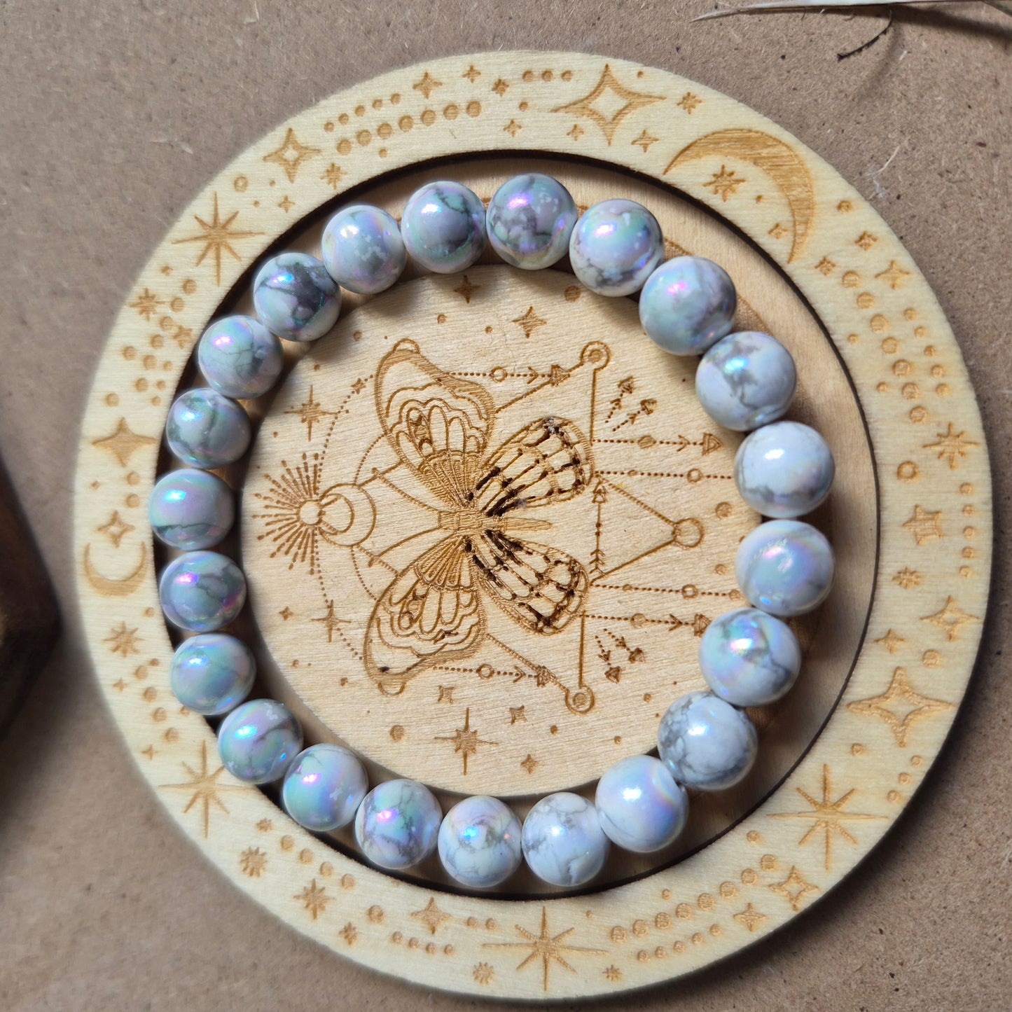 Aura howlite 8mm bead bracelet