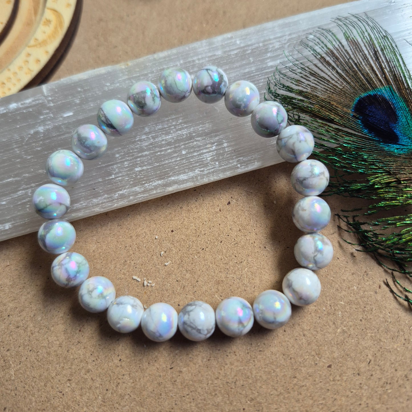 Aura howlite 8mm bead bracelet