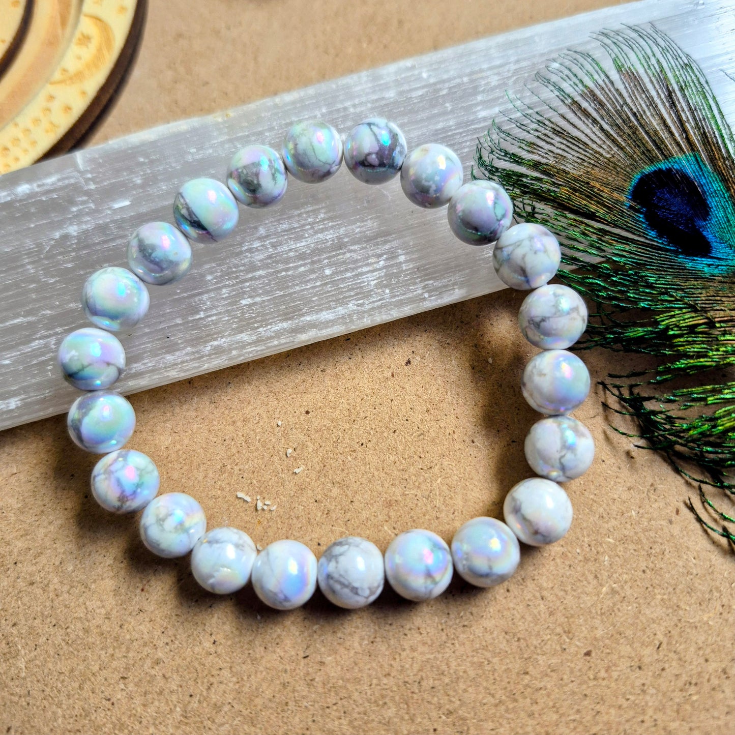 Aura howlite 8mm bead bracelet