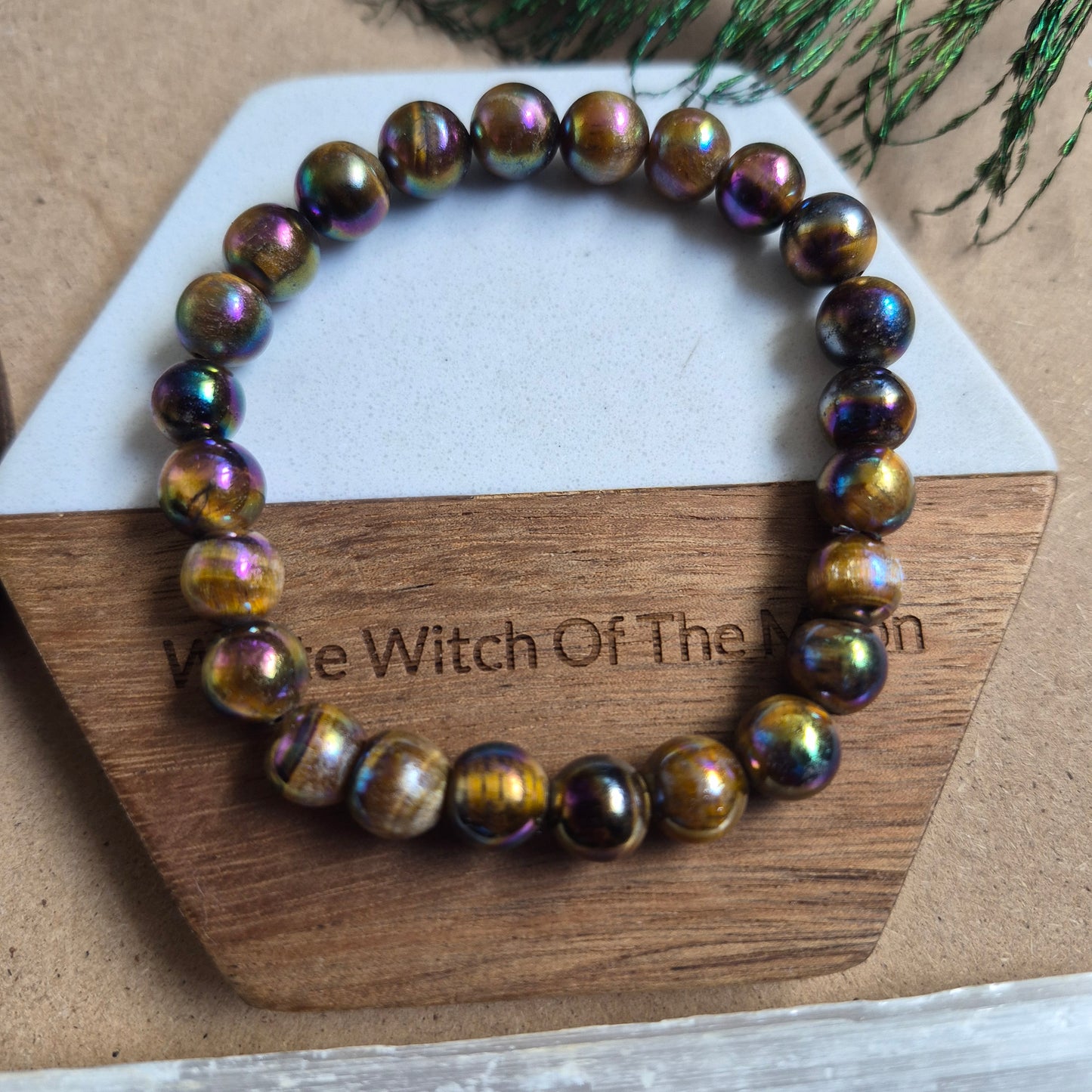Aura Tigers Eye 8mm Bead Bracelet