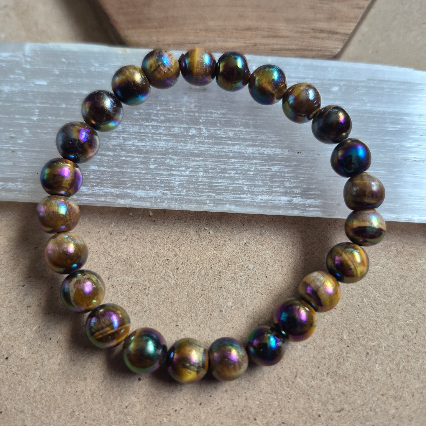 Aura Tigers Eye 8mm Bead Bracelet