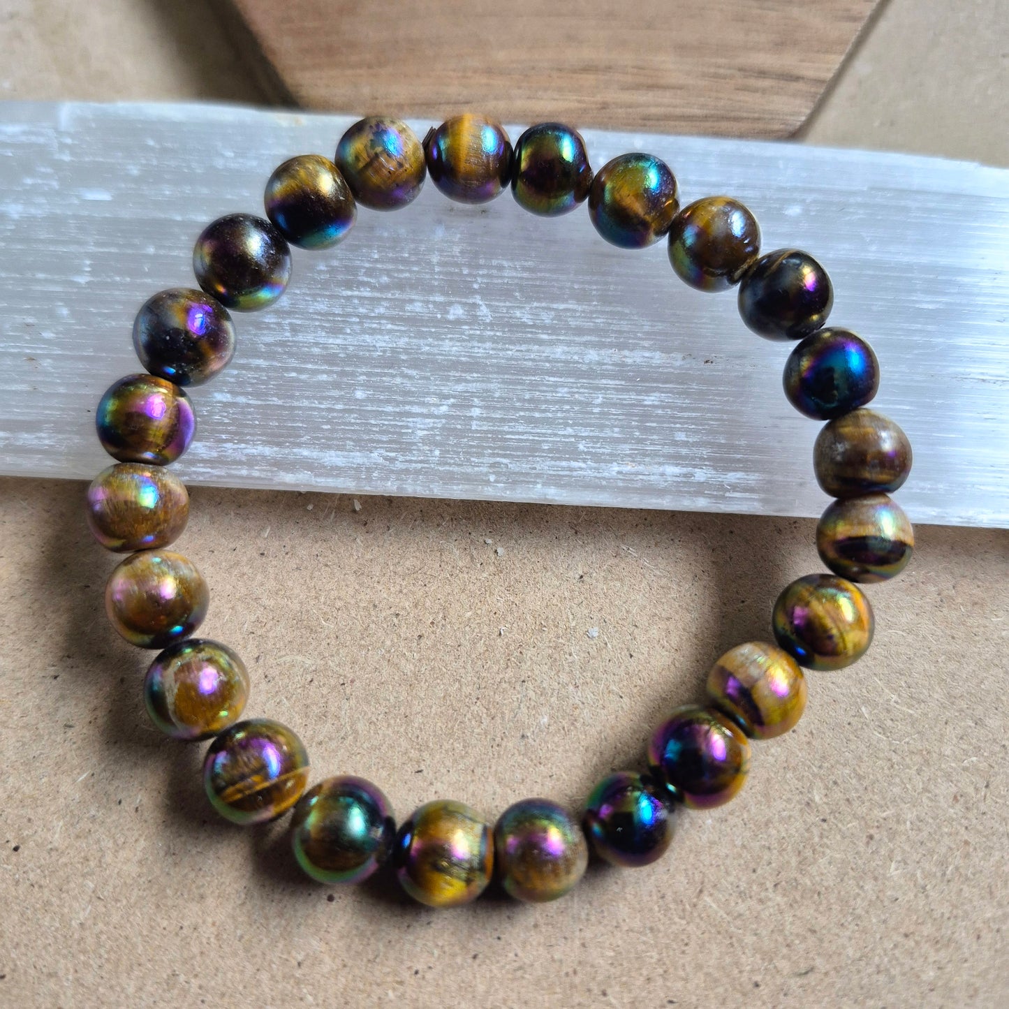 Aura Tigers Eye 8mm Bead Bracelet